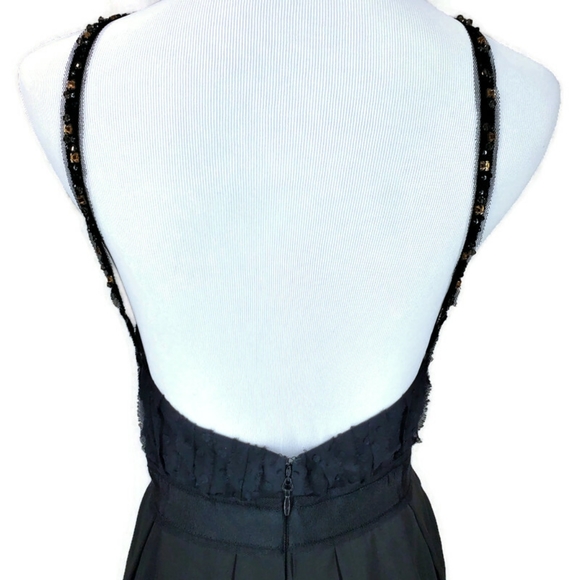 BCBG Max Azria Black Chiffon/ Tiered Ruffle Rhinestone Silk Gown Size 2 Prom - Picture 6 of 12